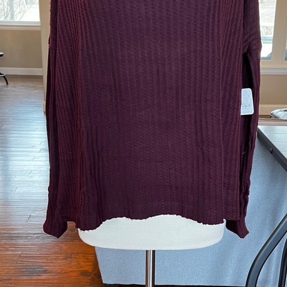 NWT Free People Sweater XS Oversized Cowl Neck Draped Tunic Top Date Night Wine - Picture 9 of 13